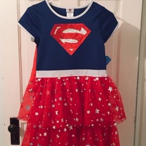 Girls size 10/12 Super Girl Tutu Dress with Cape